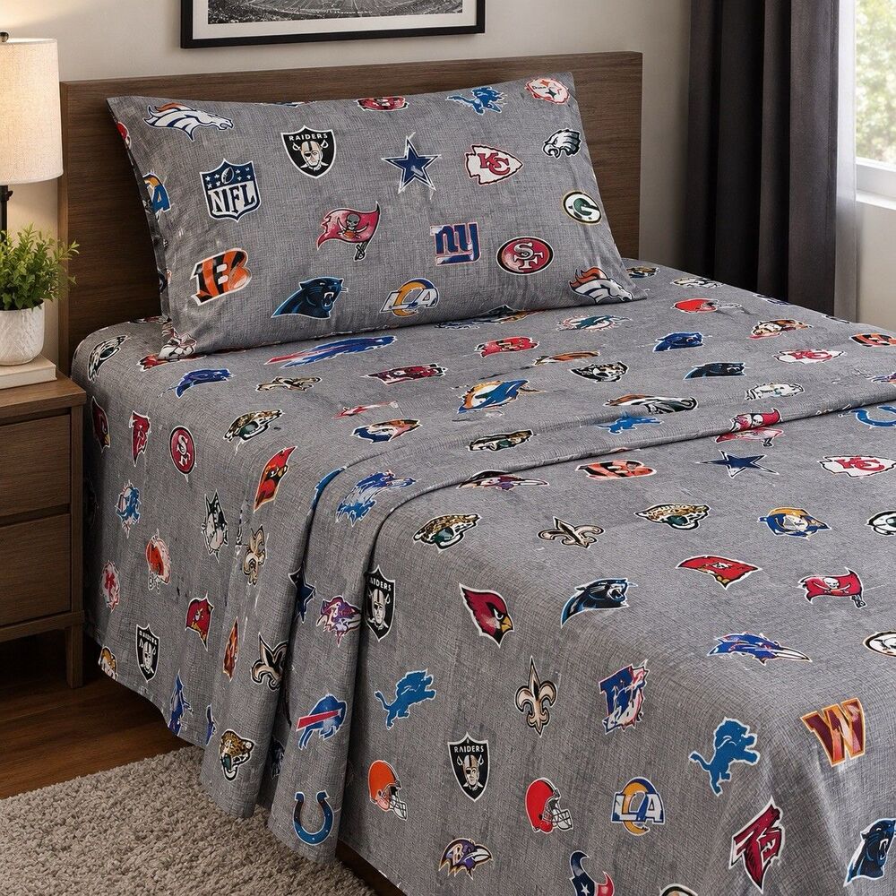 Pottery Barn Teen NFL Queen Fitted Sheet One Pillowcase